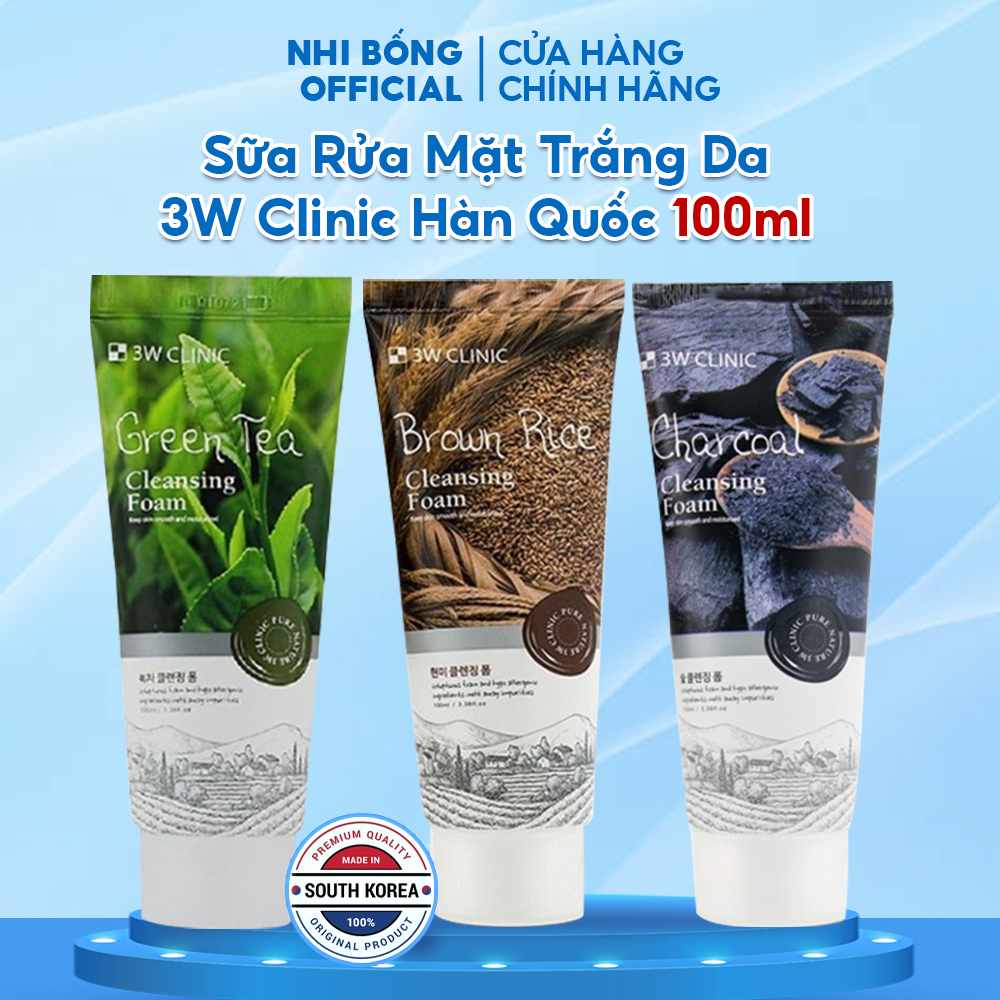 Sữa Rửa Mặt Trắng Da Giảm Mụn Từ Thiên Nhiên 3w Clinic Hàn Quốc 100ml Giúp Da Trắng Sáng & Mềm Mịn Tự Nhiên