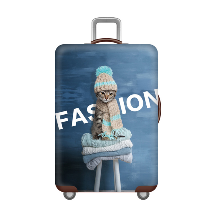 Áo trùm vali du lịch 20-22-24-26-28-30 inch thun 3d mèo len - nhựa trong suốt H1991 [Hình thật}]