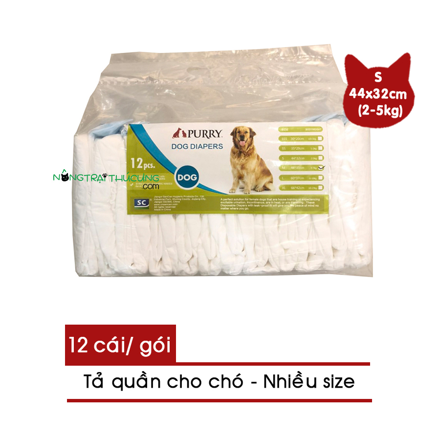 Tả quần - bỉm quần cho chó purry size s 2-5kg 12 miếng - băng vệ sinh cho chó -