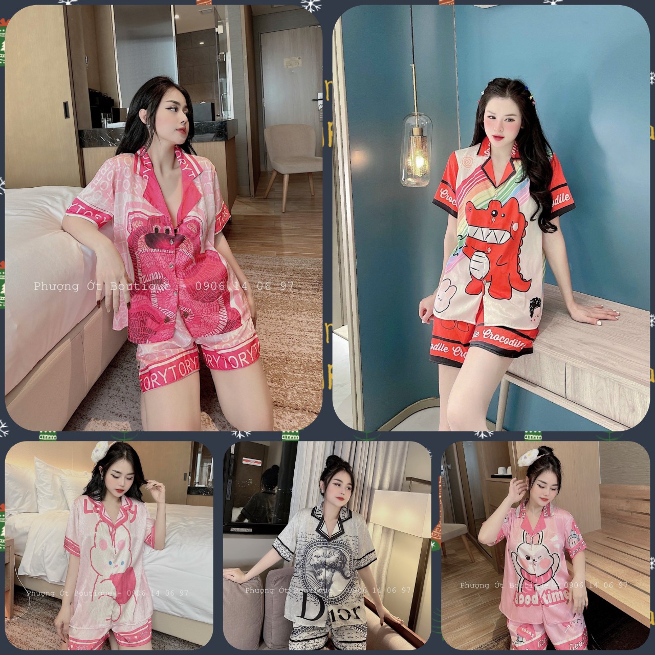 Đồ bộ đùi pijama lụa xước 3d cao cấp thiết kế victoria's hot dbj0128089