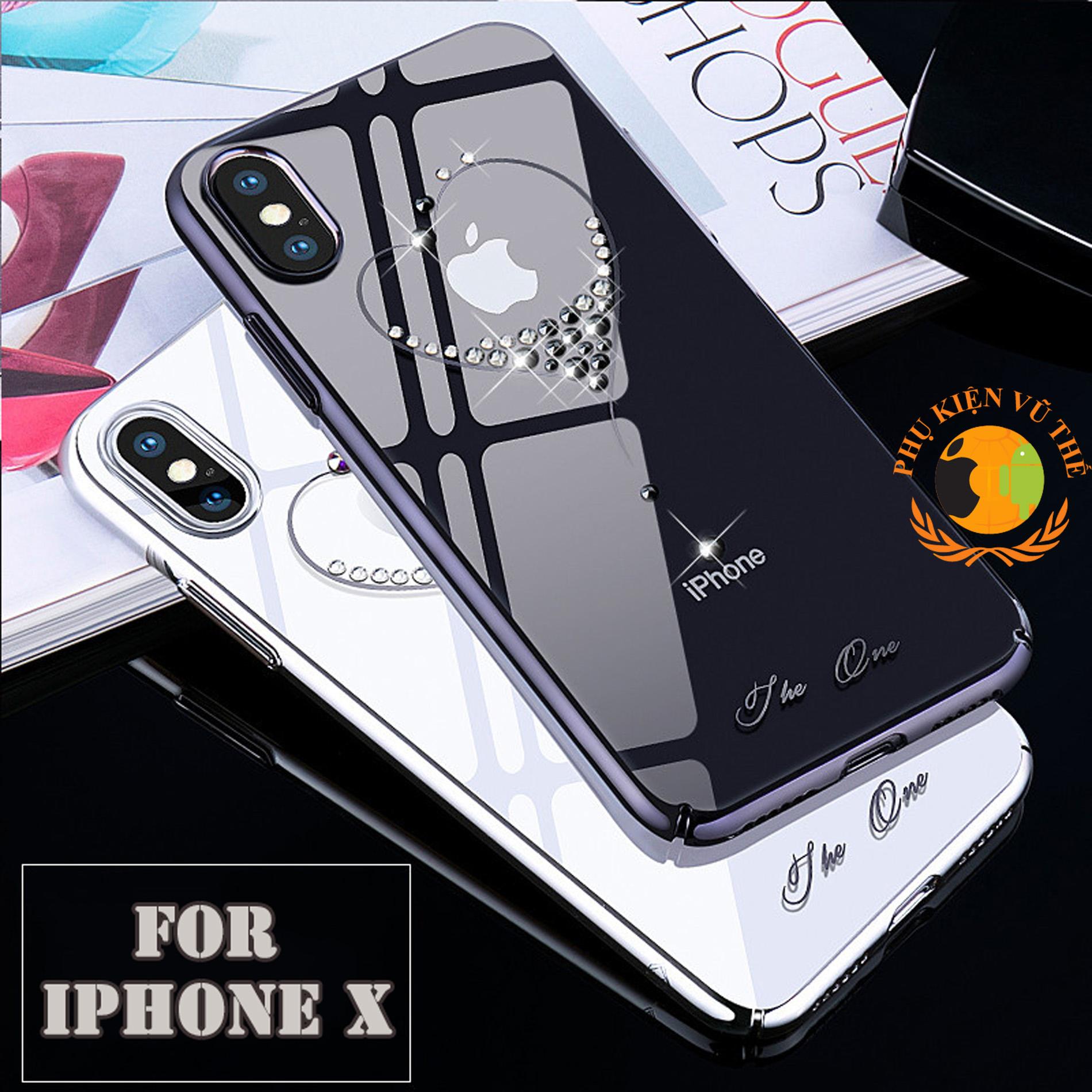 Ốp lưng mica dẻo trong iphone x đính đá pha lê swarovski chính hiệu cao cấp kingxbar