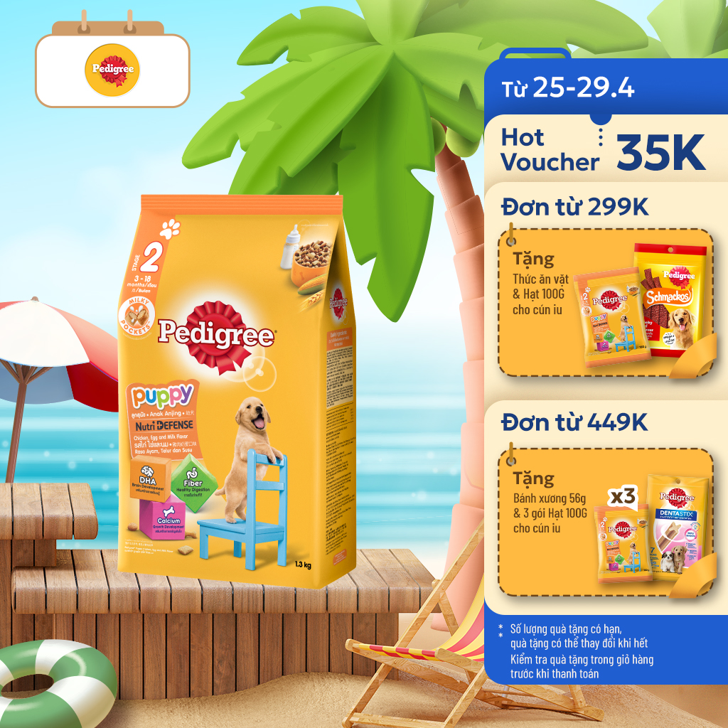 Thức Ăn Dạng Hạt Khô Cho Chó Con Pedigree Vị Gà, Trứng, Sữa