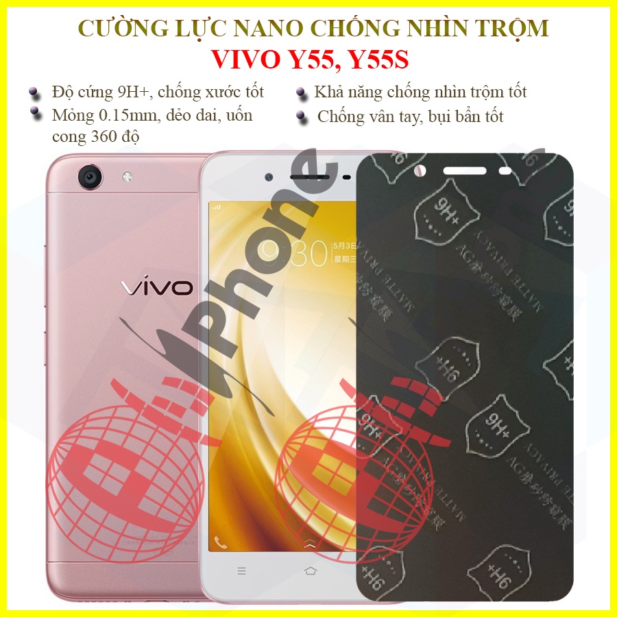 Dán chống nhìn trộm vivo y55, y55s - dán cường lực dẻo nano 9h+