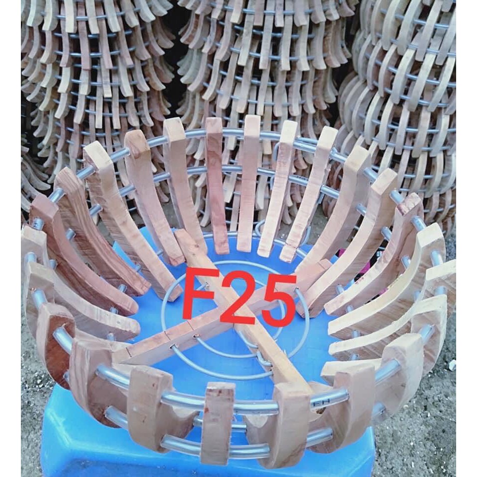 Chậu gỗ trồng lan kiểu Bí Size 25 - tặng lưới lót chậu, móc treo