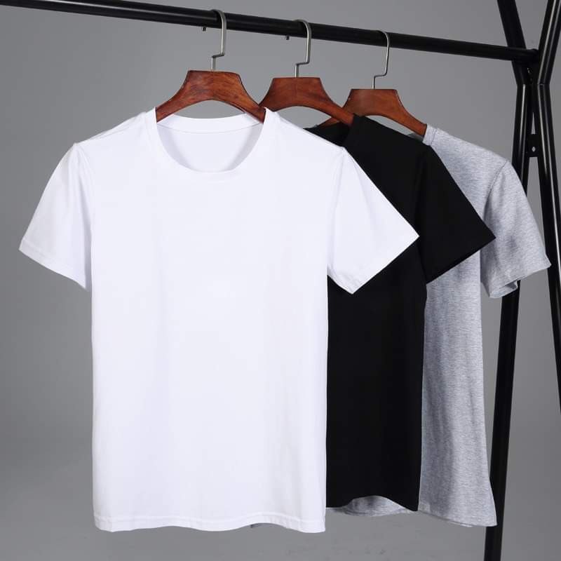 Combo 3 Áo Thun Trơn Trắng Đen Xám Ngắn Tay Cổ Tròn Phom Xuông Cho Nam và Nữ