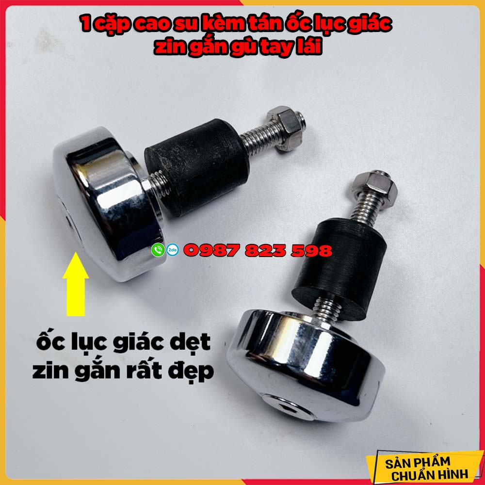 Một cặp cao su gù tay lái gắn xe kèm tán gắn ốc zin
