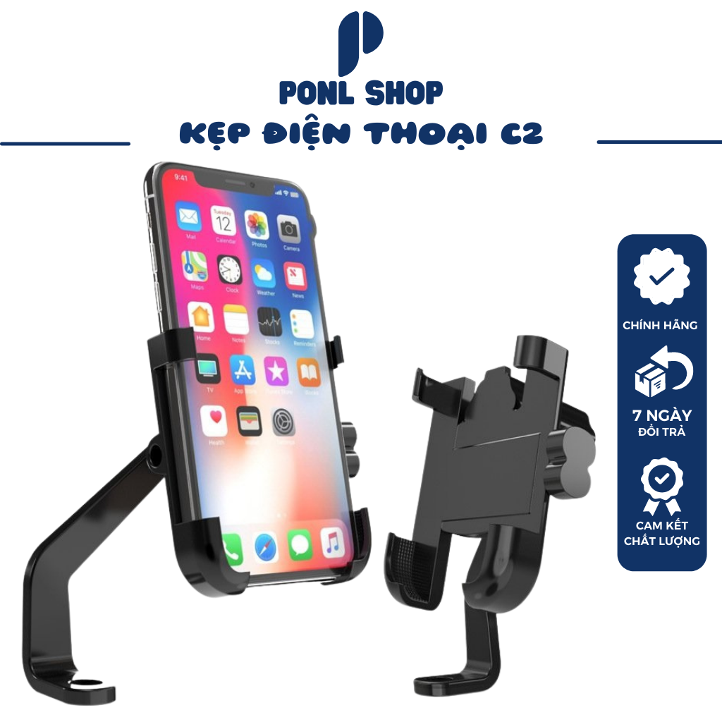 Giá đỡ - kẹp điện thoại gắn xe máy inox c2 có lục giác