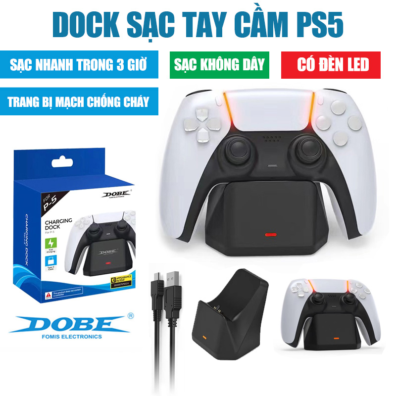 Dock sạc PS5 đế sạc tay cầm Dualsense Dobe phụ kiện tay cầm không dây PS5 Console