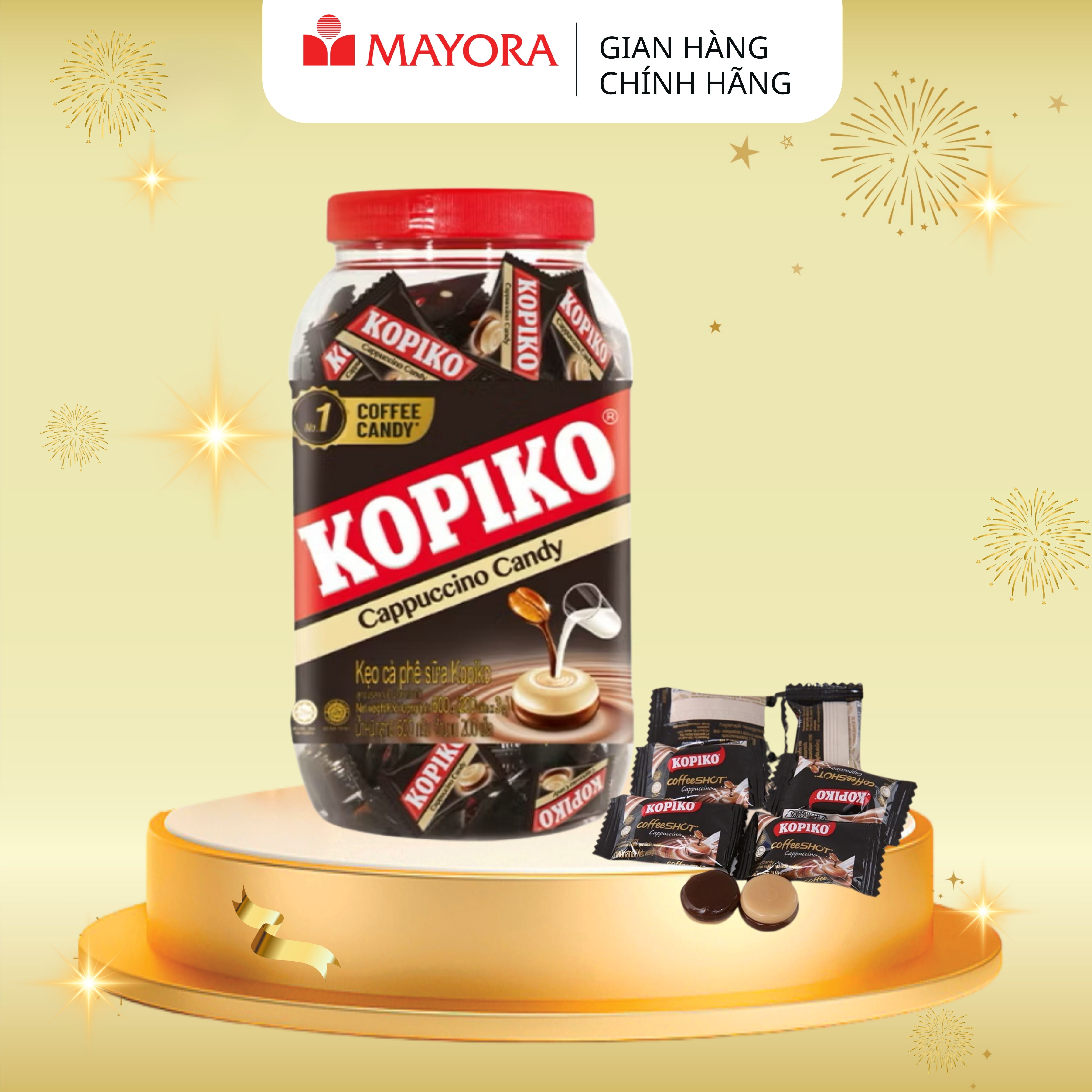 Kẹo Kopiko Cappuccino (Cà Phê Sữa) Hũ 560G
