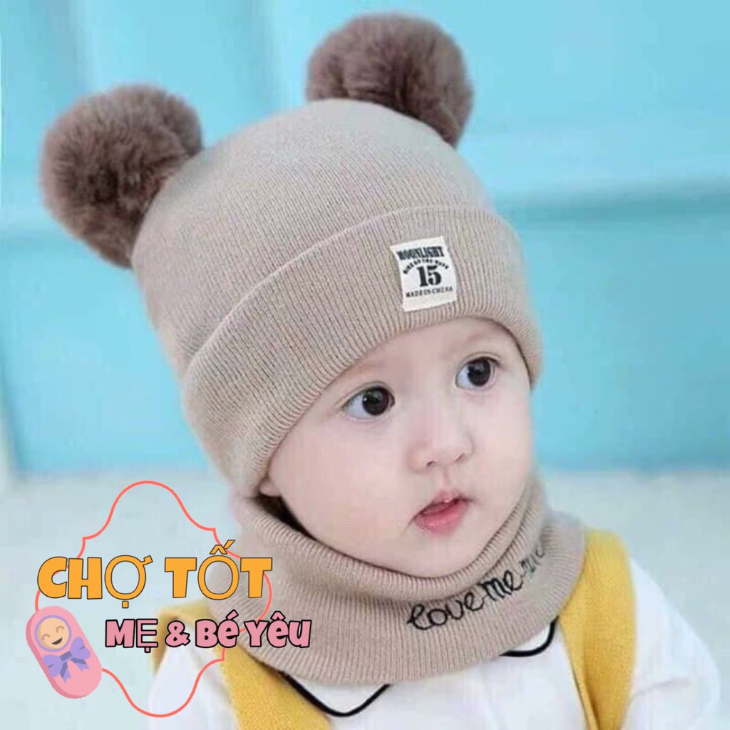 Nón len kèm khăn choàng cổ cho bé