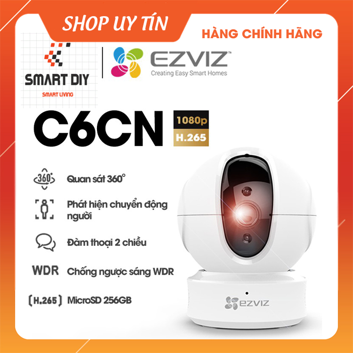 CAMERA wifi quay 360 EZVIZ C6N 2MP full HD chuẩn H.265 Smart Home Camera