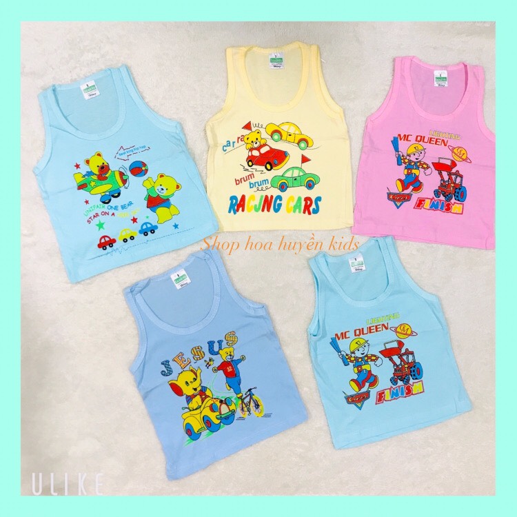 Combo 5 áo ba lỗ em bé chất vải 100%cotton Bosini 12-35kg / áo mặc nhà cho bé gái bé trai