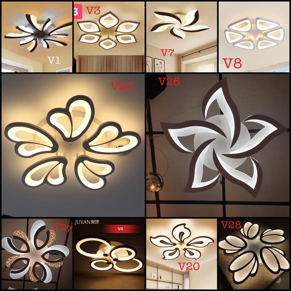 Đèn Ốp Trần, Đèn Trần Trang Trí Phòng Khách, Phòng Ngủ, Trần Thạch Cao 3 Chế Độ Sáng Có Kèm Điều Khiển Từ Xa