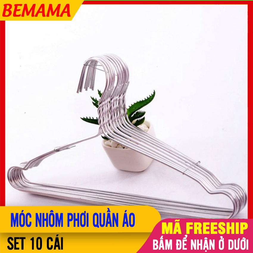 [COMBO 10] Móc Treo Quần Áo Trẻ Em Bằng Nhôm Đặc Không Gỉ Sét (27cm) Dùng Bền Chắc Chắn Sáng Trắng - Mắc Phơi Kẹp Quần Áo Mắc Inox Móc Nhôm Phơi Quần Áo Cho Bé  BEMAMA - 10 Móc Phơi Nhôm - BTT00564