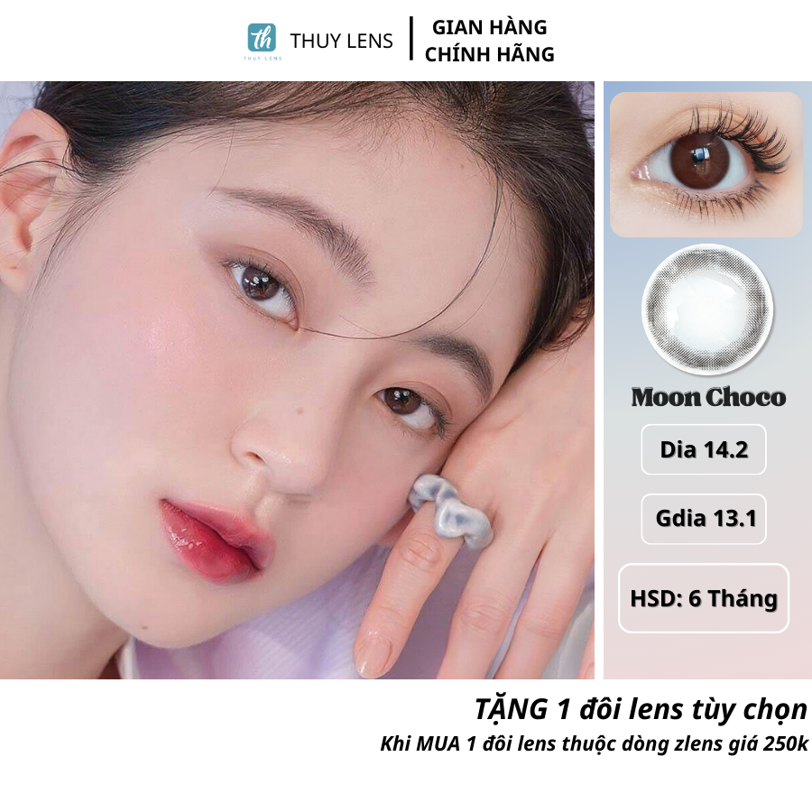 Kính áp tròng thúy lens màu nâu tự nhiên moon choco cận 0-8 độ