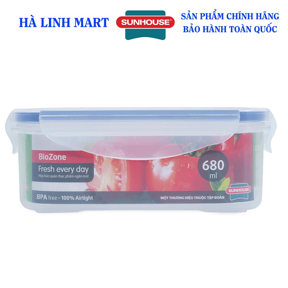 Hộp bảo quản thực phẩm ngăn mát Sunhouse BioZone 680ml