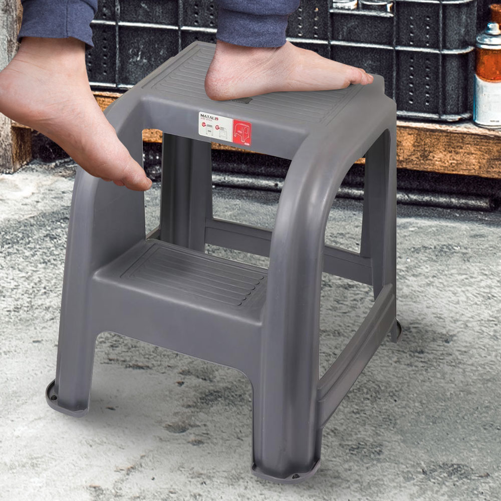 HomeBase MATALL Thang Mini ghế đôn 2 bậc Thái Lan 43,5x45x45cm màu xám