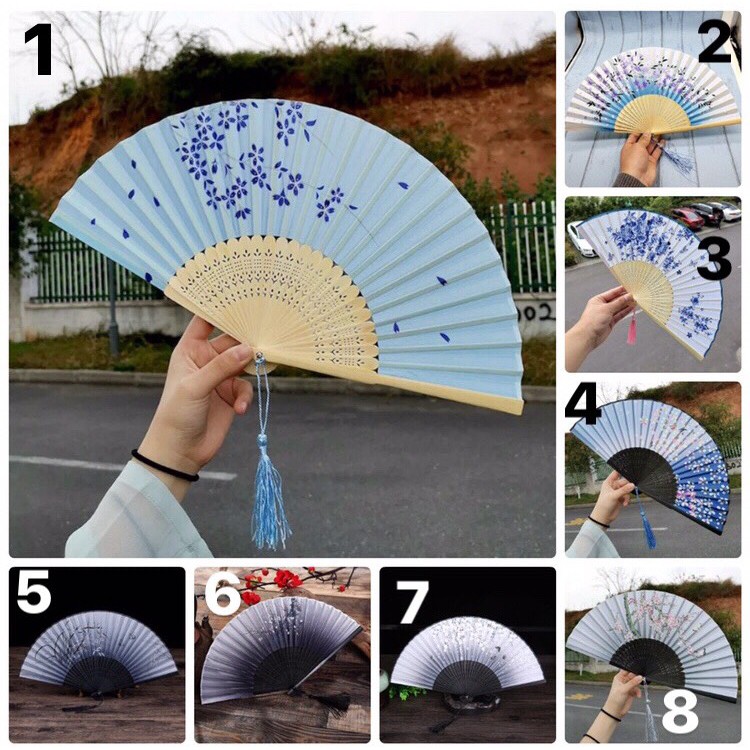 Quạt cổ trang dây tuyến bản lụa loại 2 đồ cổ trang trung quốc cổ phong cổ đại