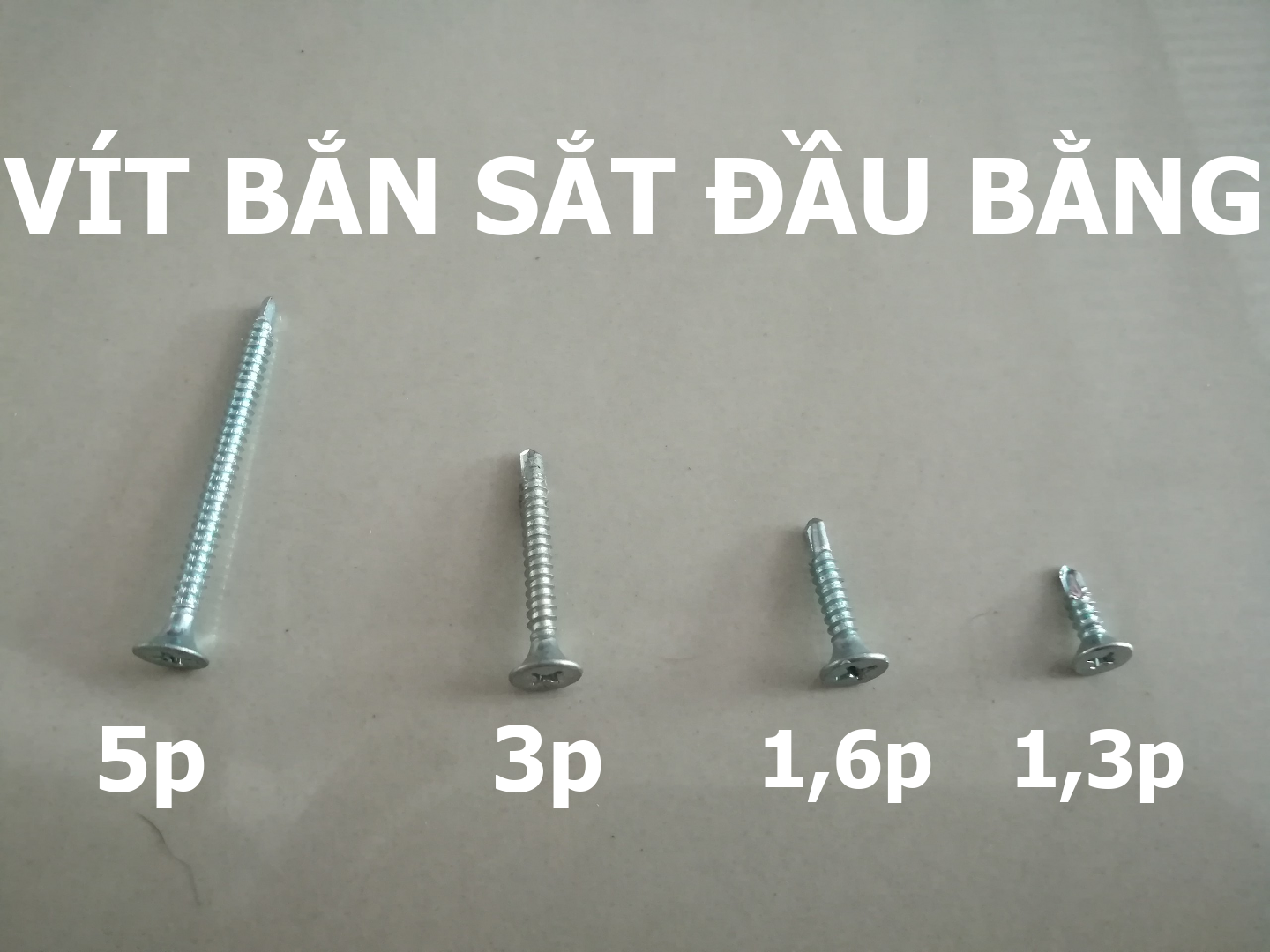 100g vít bắn sắt đầu bằng đuôi cá, vít sàn lã đầu bake size 1,6p 5p