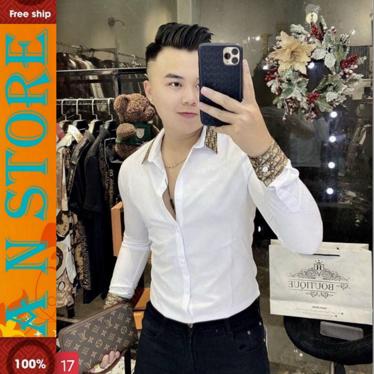 [Flash Sale 50%]áo sơ mi nam cao cấp chất kate lụa siêu mềm mại MẪU MỚI NHẤT M17 màu trắng lịch lãm hàng cao cấp hàn quốc thời trang An Nhiên Store AN250