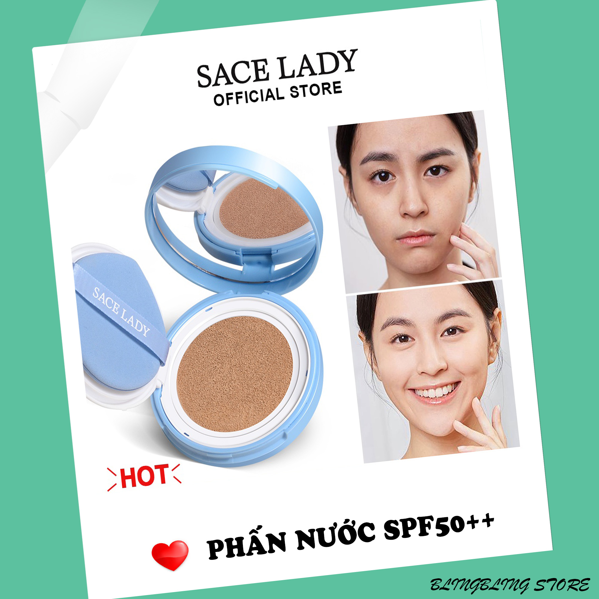 [GIAO HÀNG TRONG 24H] Phấn nước BB Cream SACE LADY, Phấn nước, Che khuyết điểm, BB cream, Kem nền, C