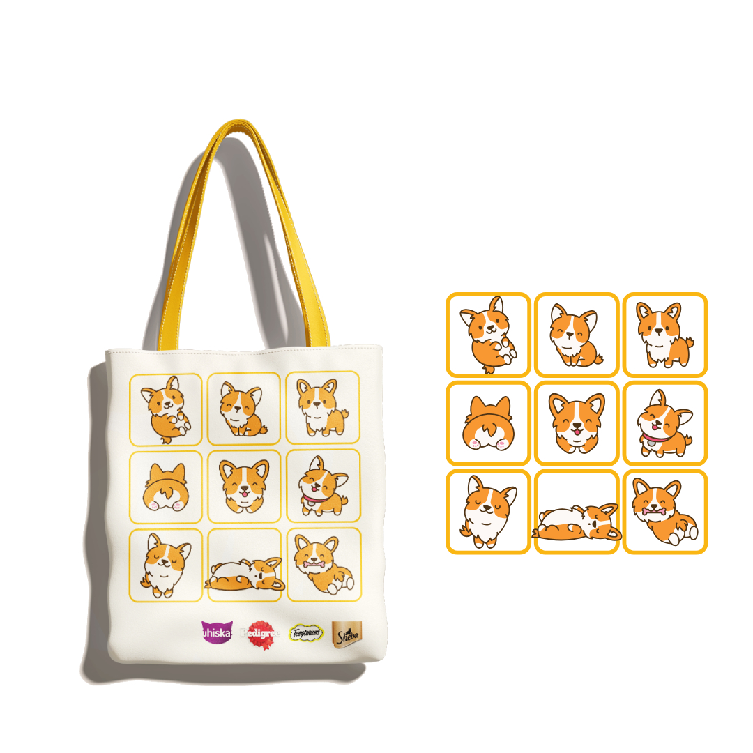 [Quà tặng không bán] Túi canvas có khóa kéo hình thú cưng