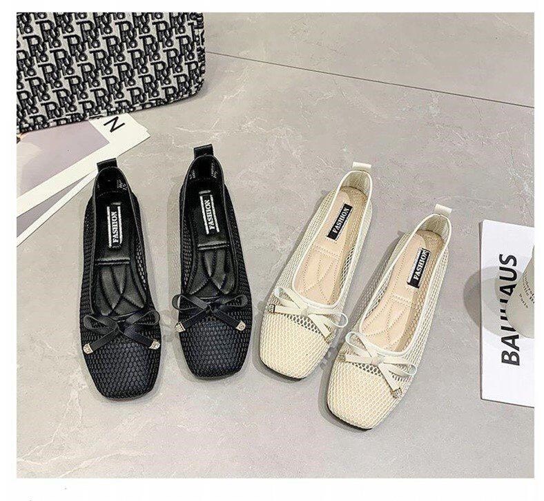 Giày búp bê phối lưới đính nơ siêu xinh Sục thời trang nữ