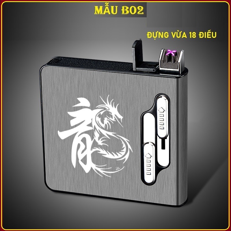 Hộp đựng thuốc lá kiêm bật lửa 4 tia Plasma bề mặt chống nước