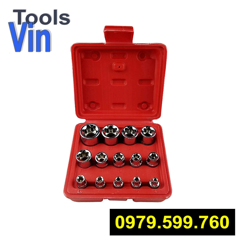 Bộ khẩu tuýp E 14 chi tiết vặn bulong sao