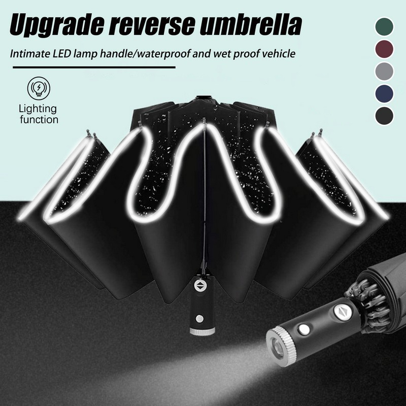 Hoàn toàn tự động UV ô với đèn pin LED phản quang sọc ngược ô dù cho mưa nắng cách nhiệt parasol guarda chuva