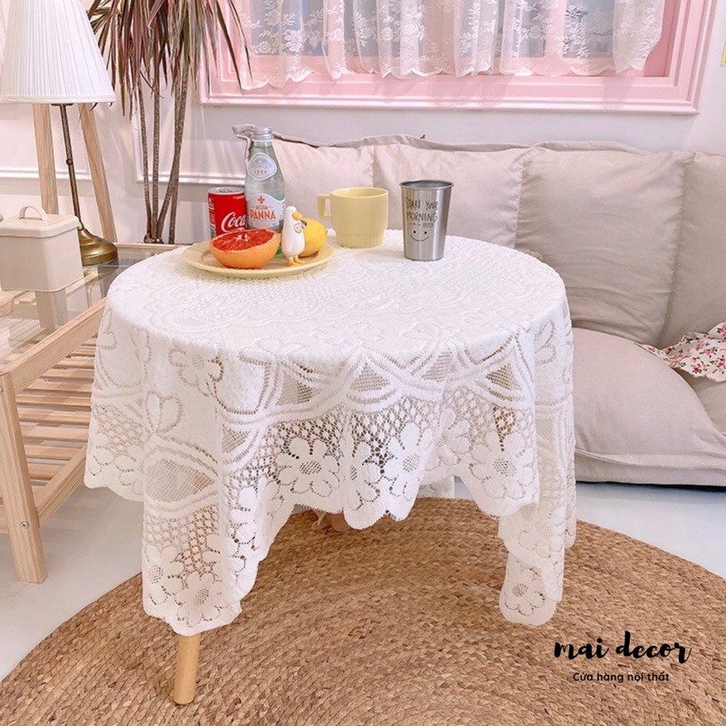 Khăn trải bàn, phủ kệ đầu giường, khăn phủ đầu tủ lạnh decor vintage hàn quốc
