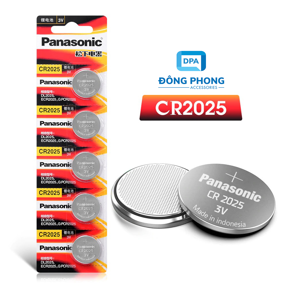 Vỉ 5 viên pin cmos panasonic cr2025 lithium 3v chính hãng