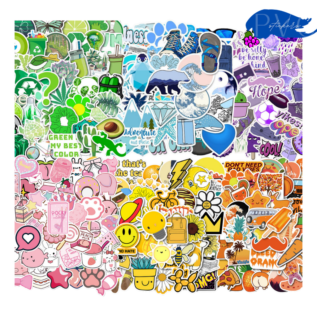 [HCM]Stickers màu sắc hình ngẫu nhiên theo chủ đề 50 miếng nhãn dán không thấm nước