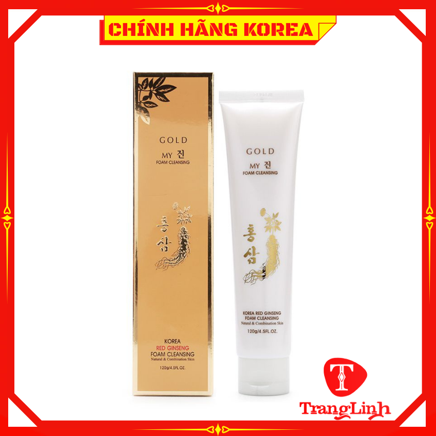 Sữa rửa mặt nhân sâm, Sữa rửa mặt hồng sâm vàng Gold my hàn quốc - Dưỡng da căng bóng, Mịn màng, Trắng sáng, tranglinh