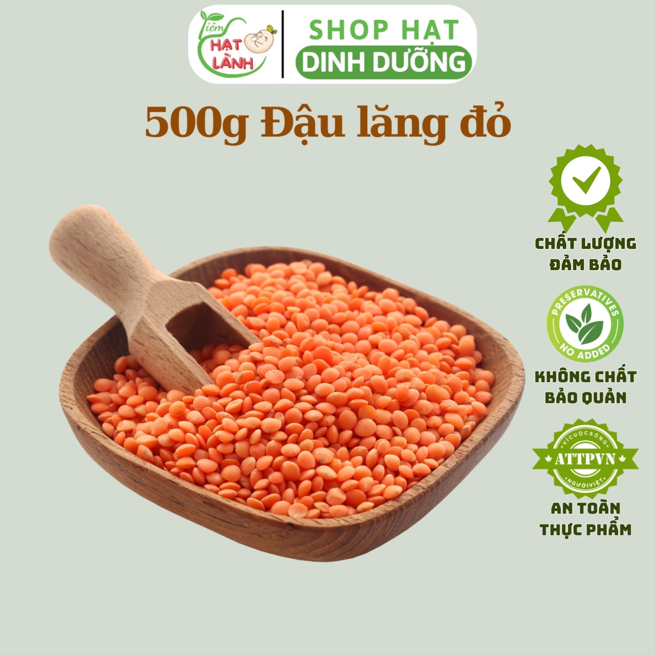 500g Đậu lăng đỏ tách vỏ nguyên hạt- Tiệm Hạt Lành