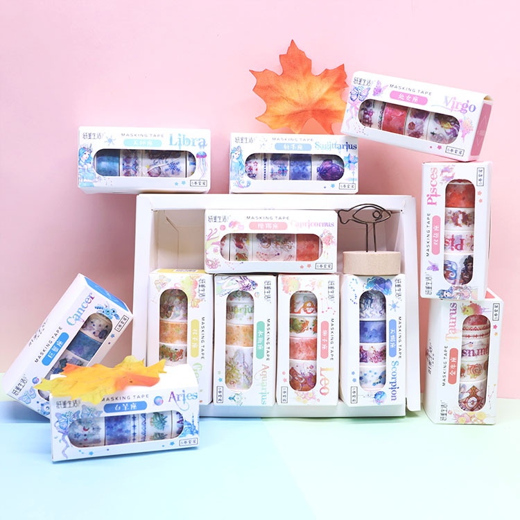 [HCM]Set 6 Cuộn Washi Tape Cung Hoàng Đạo Băng Dính Trang Trí Scrapbook Planner