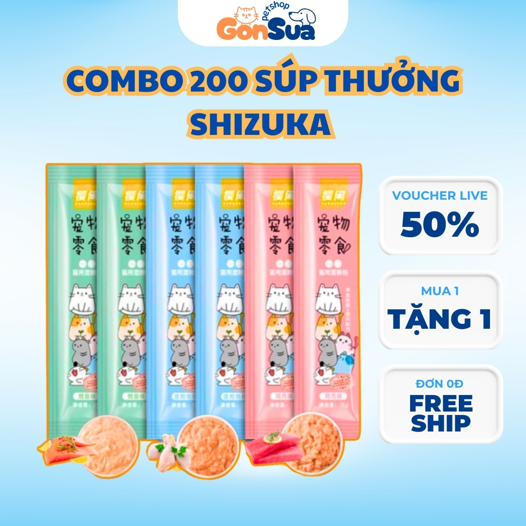   COMBO 200 THANH  Súp Thưởng Cho Mèo Shizuka Soup Thưởng Cho Mèo Shizuka 