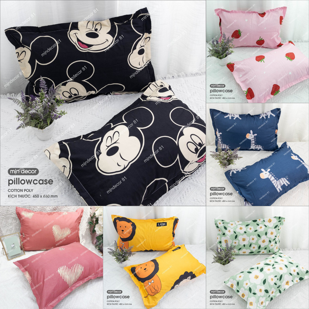 Đôi Vỏ Gối - Vỏ Gối Nằm Cotton 45x65 - Thiết Kế Mịn Decor