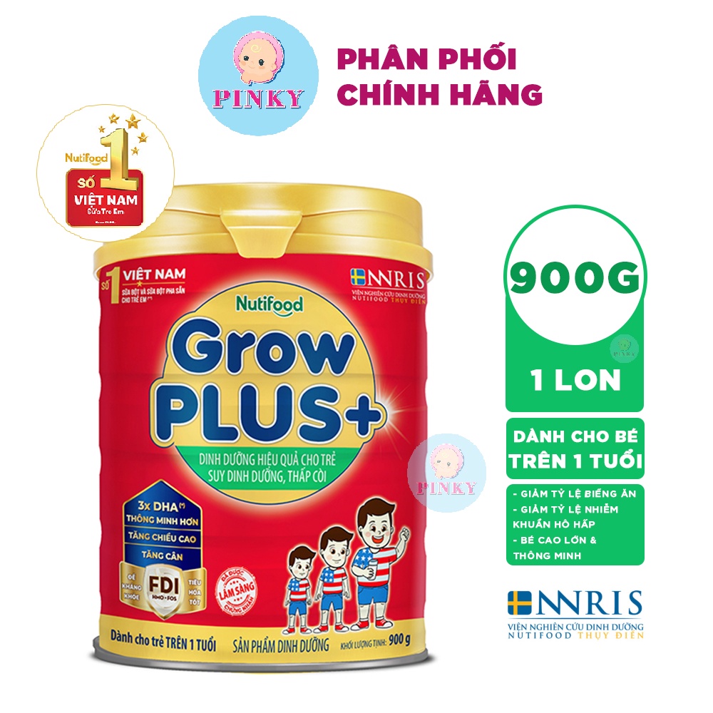 Sữa bột Nutifood GrowPlus+ Dành cho trẻ trên 1 Tuổi - Hộp 900gr Đỏ