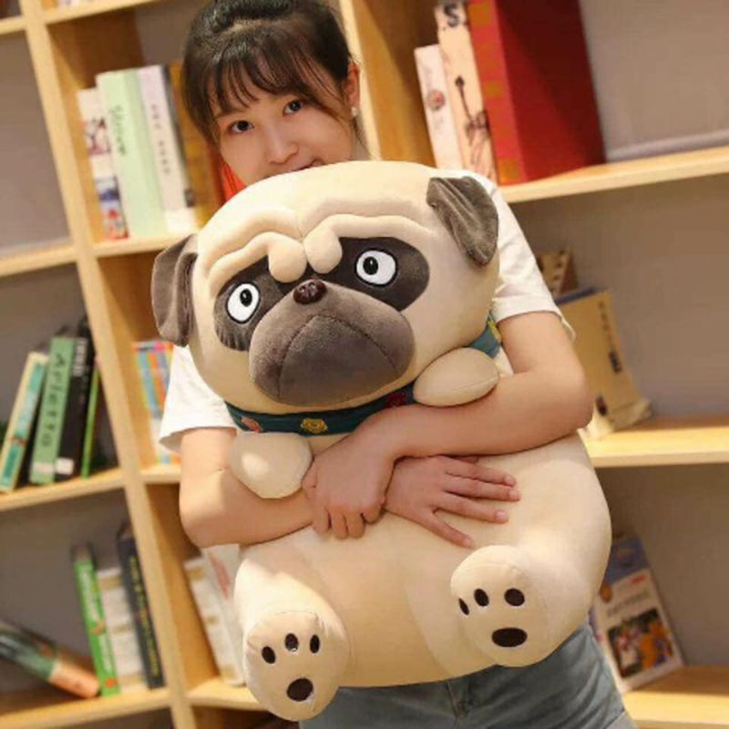 Chó Bông Mặt Xệ, Pug Gấu Bông Siêu Đáng Yêu, Vỏ Nhung Mềm Mịn