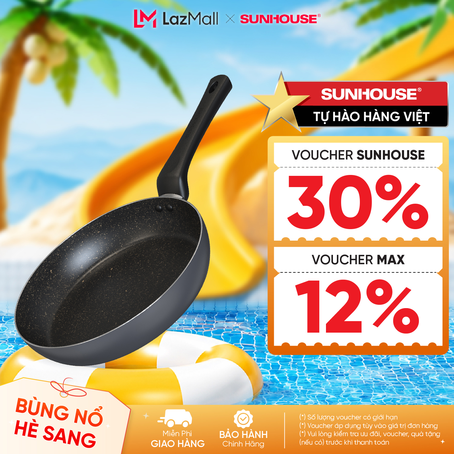 Chảo Chống Dính SUNHOUSE CT PLUS - KHÔNG DÙNG CHO BẾP TỪ - Chống Dính Tiêu Chuẩn Mỹ - An Toàn Sức Khỏe