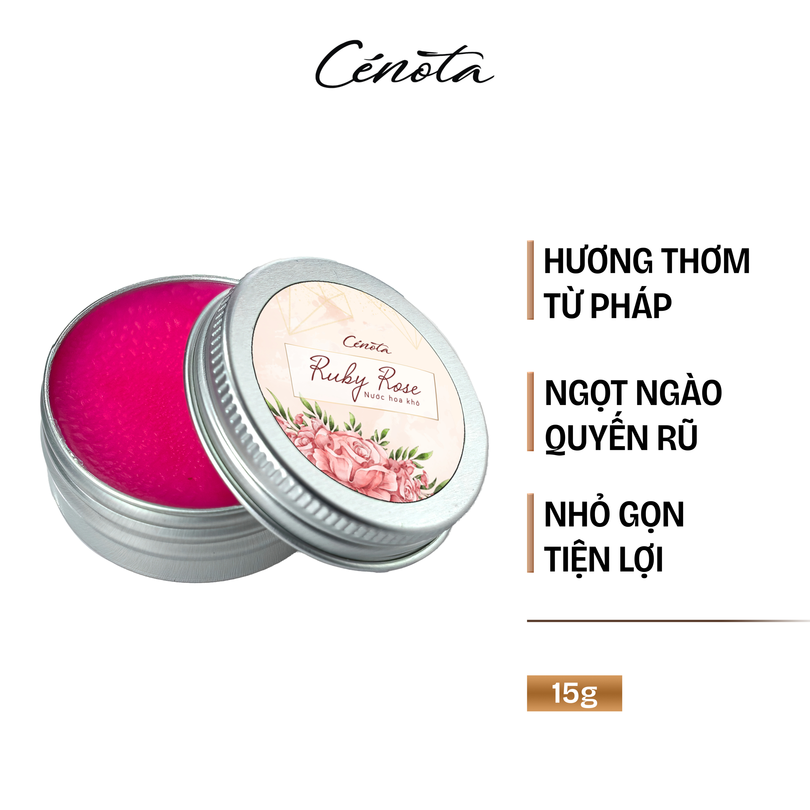 Nước Hoa Khô Cenota Ruby Rose Ngọt Ngào Quyến Rũ 15g