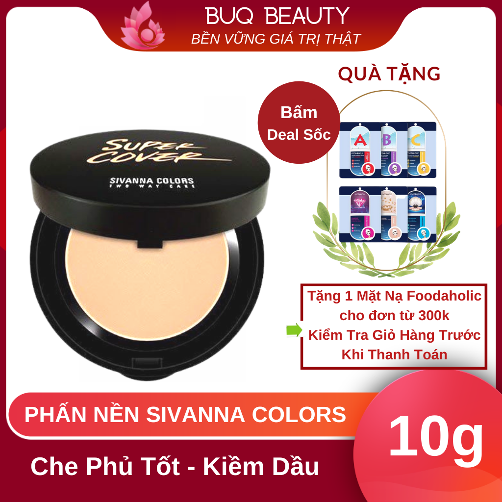 Phấn nền sivanna colors super cover two way cake 10g kiềm dầu che phủ tốt chính hãng 10g - sivana