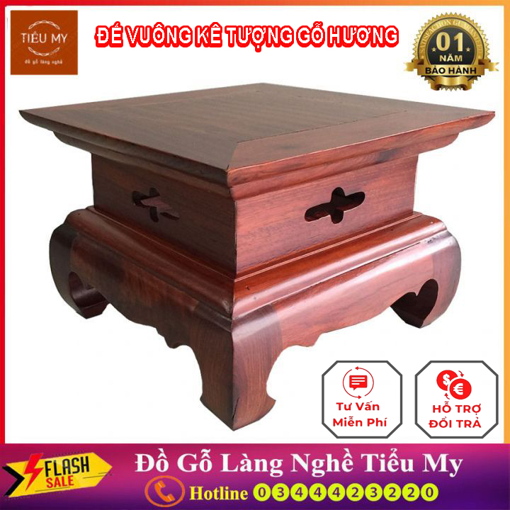 Đôn Vuông Kê Tượng, Đế Kê Đồ Vật Phong Thuỷ Kê Lục Bình, Đế Kê Đa Năng, Mẫu Mã Đẹp Sơn 3 lớp PU, Chất Liệu Gỗ Hương Cao Cấp Độ Bền Cao Sử Dụng Lâu Dài