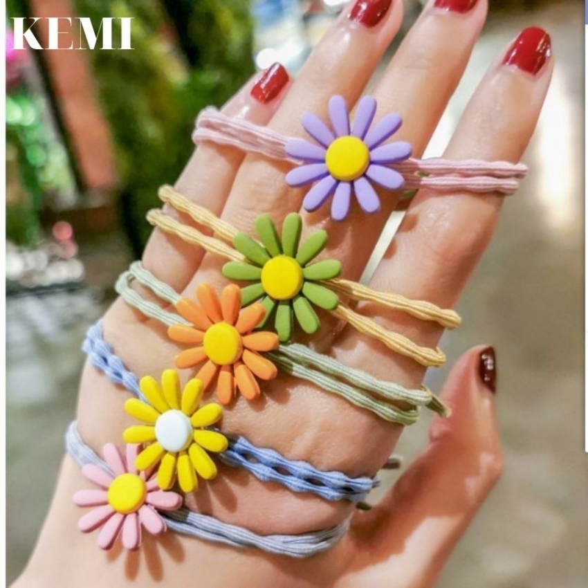 Thun cột tóc hoa cúc nhiều màu, dây thun buộc tóc nữ Hàn Quốc dây cột tóc hoa cúc mix đồ siêu yêu