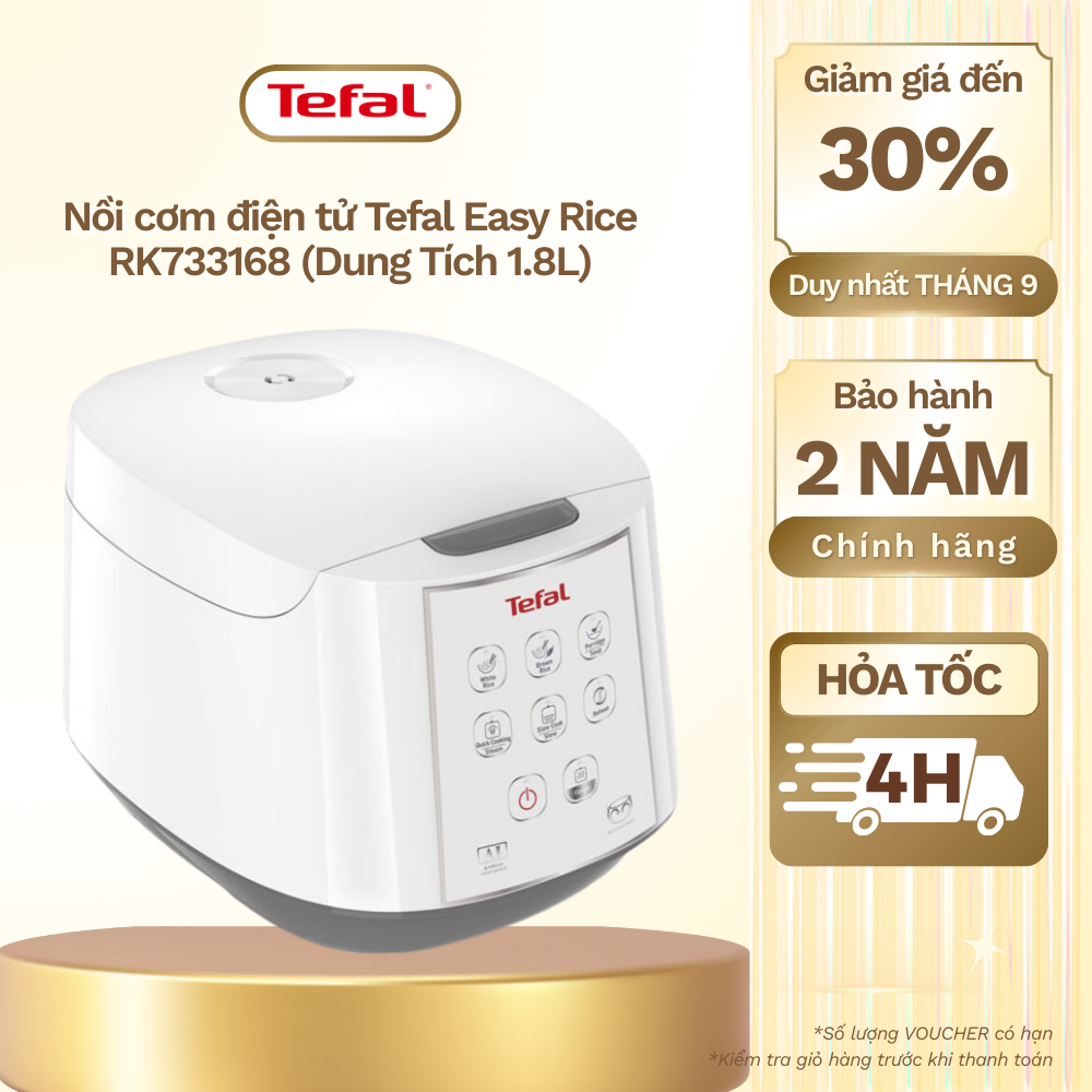 Nồi cơm điện tử Tefal Easy Rice RK733168 - Dung Tích 1.8L, 750W - Chính Hãng, Bảo Hành 2 Năm