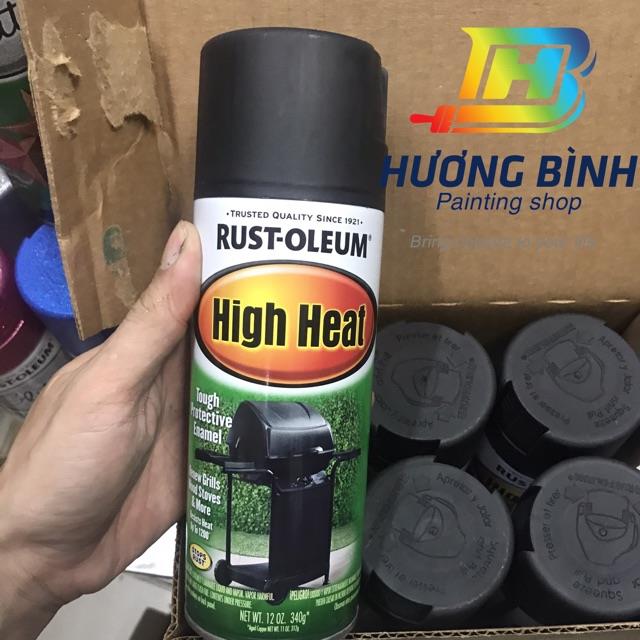 Hot sale sơn xịt chịu nhiệt đen mờ high heat rust oleum 12oz 355ml - 340gr