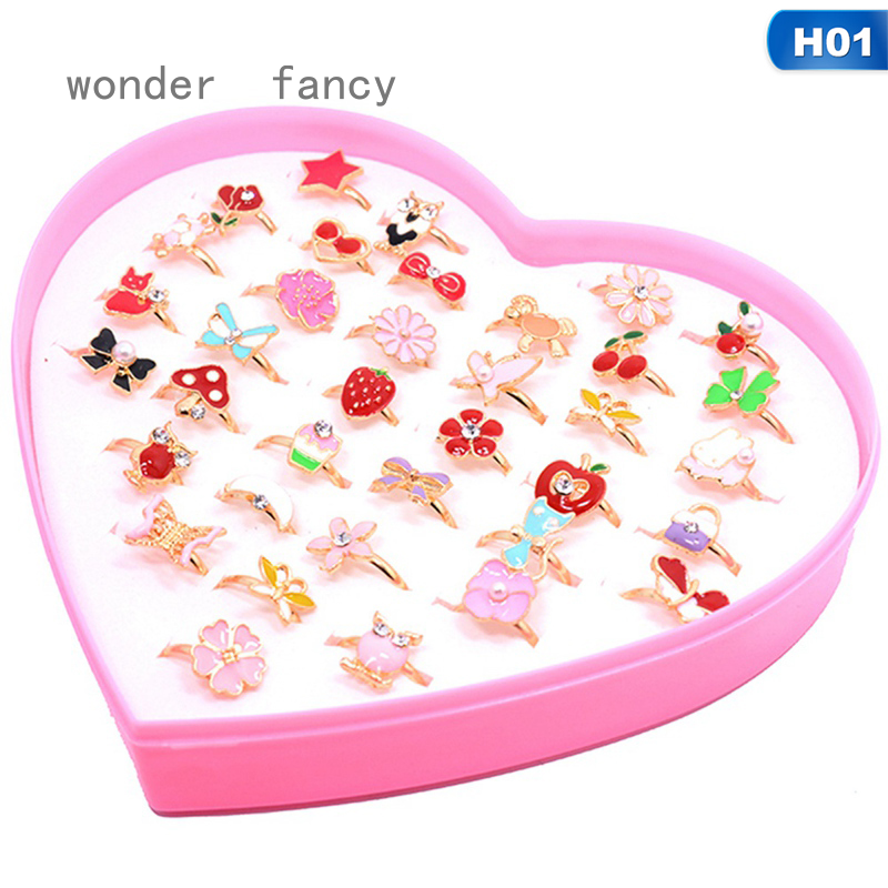 Cái/bộ 10 Chiếc Nhẫn Hoạt Hình Dễ Thương Cho Trẻ Em Trang Sức Nhẫn Có Thể Điều Chỉnh Quà Tặng Cho Bé Gái Mô Hình Hành Động Chơi Giả Vờ Hình Dạng Và Màu Sắc Ngẫu Nhiên Đồ Chơi