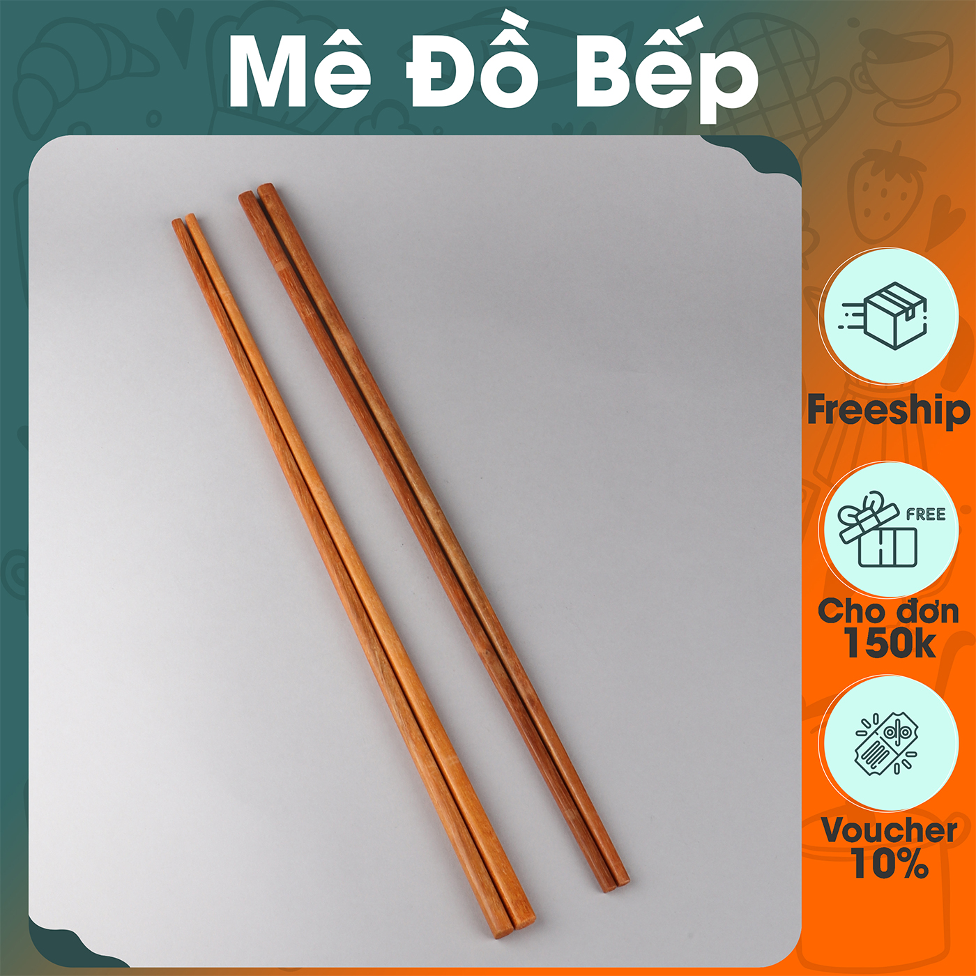 [HCM]Bộ 2 đôi đũa gỗ dài chiên thức ăn Bam House chống bỏng cao cấp DGD02 – Super Đơn