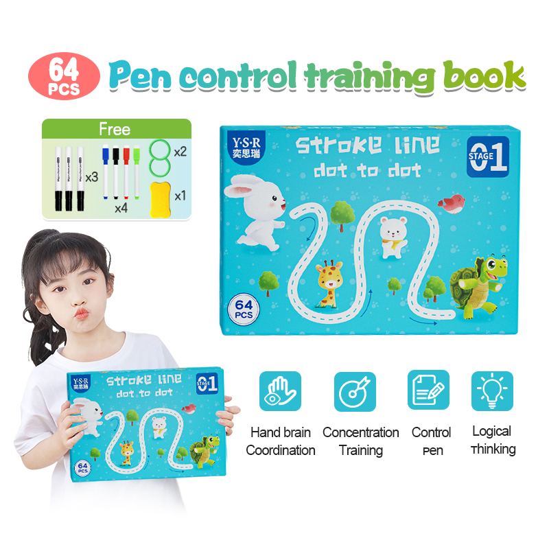 Combo tập tô vẽ thông minh xóa được 64 trang kèm 7 bút,đồ chơi giáo dục học liệu cho bé từ 2-5 tuổi